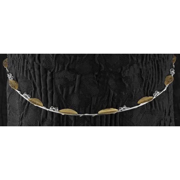 Ασημένια Στέφανα Γάμου 778 Φύλλο Ελιάς Επίχρυσο Με Swarovski