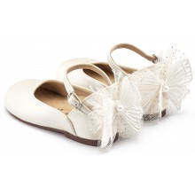  Βαπτιστικά Παπούτσια Για Κορίτσι Γαλλικά Γοβάκια Babywalker Δερμάτινα BS 3594 Εκρού Με Πεταλούδα