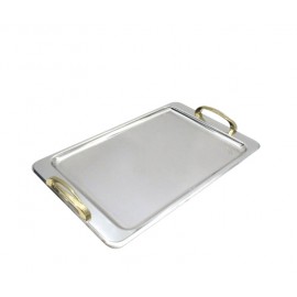 Δίσκος Γάμου Inox Ανοξείδωτος Παραλληλόγραμμος Με Επίχρυσα Χερούλια Strass DIS10224