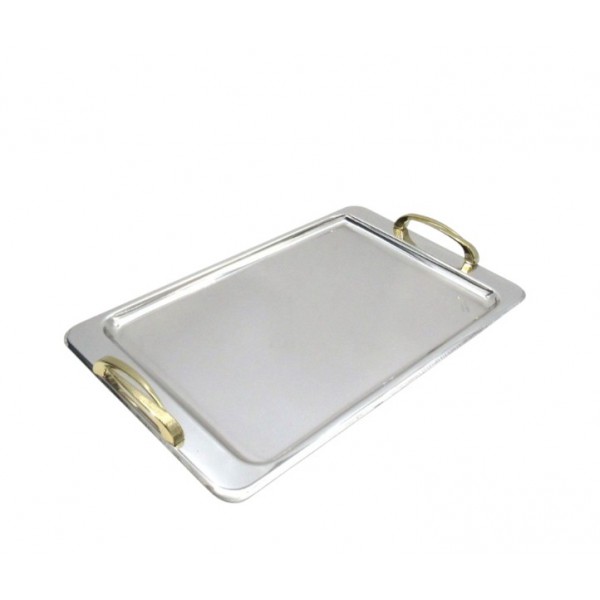 Δίσκος Γάμου Inox Ανοξείδωτος Παραλληλόγραμμος Με Επίχρυσα Χερούλια Strass DIS10224