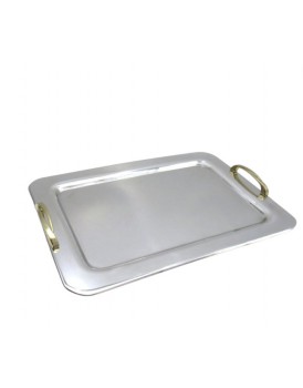 Δίσκος Γάμου Inox Ανοξείδωτος Παραλληλόγραμμος Με Επίχρυσα Χερούλια DIS10271