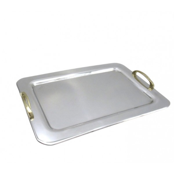 Δίσκος Γάμου Inox Ανοξείδωτος Παραλληλόγραμμος Με Επίχρυσα Χερούλια DIS10271