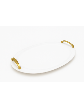 Δίσκος Γάμου Λευκός Με Επίχρυσα Χερούλια DIS10435