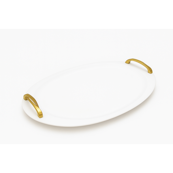 Δίσκος Γάμου Λευκός Με Επίχρυσα Χερούλια DIS10435