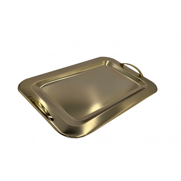 Δίσκος Γάμου Επίχρυσος Ματ Inox 18C Παραλληλόγραμμος Με Επίχρυσα Χερούλια Γυαλιστερά DIS Omega