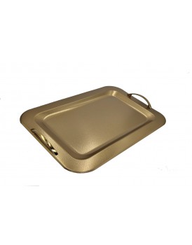 Δίσκος Γάμου Επίχρυσος Σφυρήλατος Inox 18C Παραλληλόγραμμος Με Επίχρυσα Χερούλια Γυαλιστερά DIS Omikron