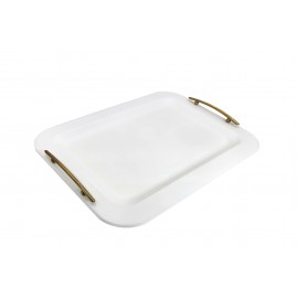 Δίσκος Γάμου Inox Λευκός Ιριζ΄έ Παραλληλόγραμμος Με Επίχρυσα Χερούλια Γυαλιστερά DIS Sigma