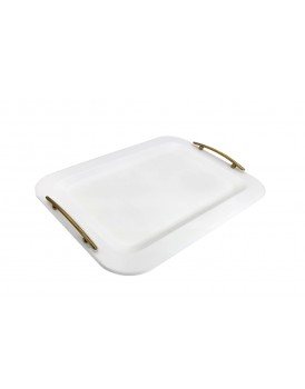 Δίσκος Γάμου Inox 18C Λευκός Ιριζ΄έ Παραλληλόγραμμος Με Επίχρυσα Χερούλια Γυαλιστερά DIS Sigma