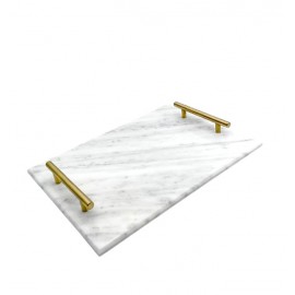 Δίσκος Γάμου Μαρμάρινος Παραλληλόγραμμος Με Επίχρυσα Χερούλια ML504