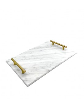 Δίσκος Γάμου Μαρμάρινος Παραλληλόγραμμος Με Επίχρυσα Χερούλια ML504