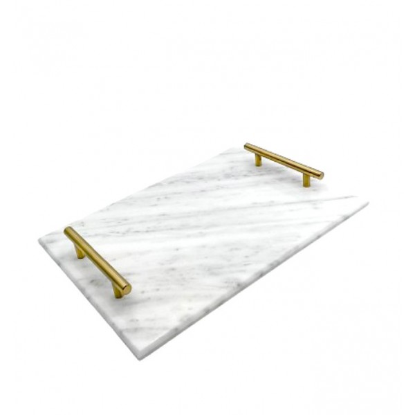 Δίσκος Γάμου Μαρμάρινος Παραλληλόγραμμος Με Επίχρυσα Χερούλια ML504