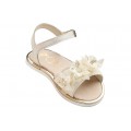 Βαπτιστικά Πέδιλα Για Κορίτσι Everkid K639E Δερμάτινα Εκρού Με Λουλούδι