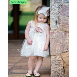 Βαπτιστικό Φόρεμα Designer's Cat (Cat In The Hat) "Anabell" Τούλι-Δαντέλα 