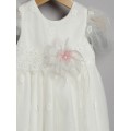 Φόρεμα Βάπτισης Με Μπολερό New Life 3008-2 Εκρού Τούλινη Δαντέλα Με Λουλούδι