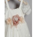Βαπτιστικό Φόρεμα Με Μπολερό New Life 3016-2 Εκρού Δαντέλα Με Λουλούδια
