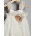 Βαπτιστικό Φόρεμα Με Πλεκτό Μπολερό New Life 3026-2 Εκρού Τούλινη Δαντέλα