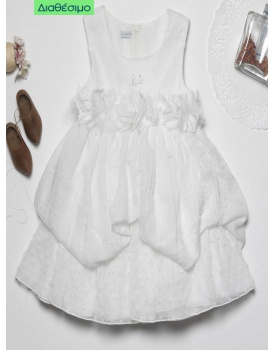 Βαπτιστικό Φόρεμα Guy Laroche QLS150422 Με Πλεκτό Σκουφάκι