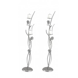 Κηροστάτες Ανθοστήλες Γάμου 1082 Με Διπλά Κεριά (Τιμή ανά τεμάχιο)