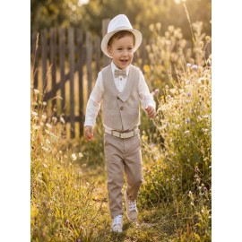 Κουστουμάκι Βάπτισης Βαμβακερό Lollipop Κ-2540 Λευκό-Μπεζ