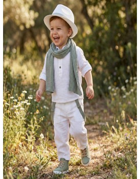 Κουστουμάκι Βάπτισης Λινό Lollipop Κ-2543 Λευκό