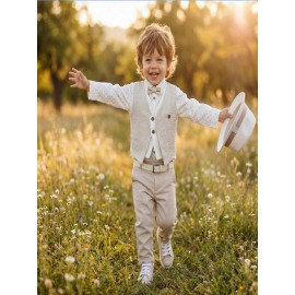 Κουστουμάκι Βάπτισης Βαμβακερό Lollipop Κ-2567 Λευκό-Εκρού