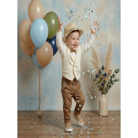 Κουστουμάκι Βάπτισης Βαμβακερό Lollipop Κ-2605 Λευκό-Ταμπά