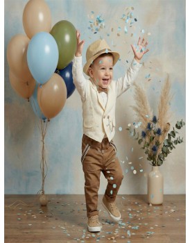 Κουστουμάκι Βάπτισης Βαμβακερό Lollipop Κ-2605 Λευκό-Ταμπά