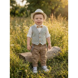 Κουστουμάκι Βάπτισης Βαμβακερό Lollipop ΚΘ-2552 Λευκό-Μπεζ