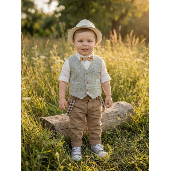 Κουστουμάκι Βάπτισης Βαμβακερό Lollipop ΚΘ-2552 Λευκό-Μπεζ