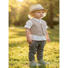 Βαπτιστικό Κουστουμάκι Βαμβακερό Lollipop ΚΘ-2551 Μπεζ-Χακί