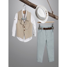 Βαπτιστικό Κουστουμάκι New Life 2917-2 Λευκό-Βεραμάν