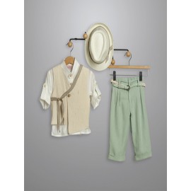 Βαπτιστικό Κουστουμάκι Βαμβακερό New Life 3003-1 Βεραμάν-Εκρού 