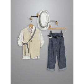 Βαπτιστικό Κουστουμάκι Βαμβακερό New Life 3003-3 Μπλε-Λευκό  