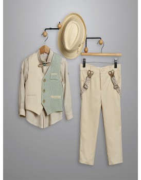 Κουστουμάκι Βάπτισης Βαμβακερό New Life 3011-1 Εκρού-Μπεζ   