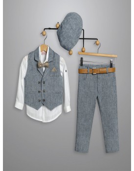 Κουστουμάκι Βάπτισης Βαμβακερό New Life 3013-3 Λευκό-Μπλε    