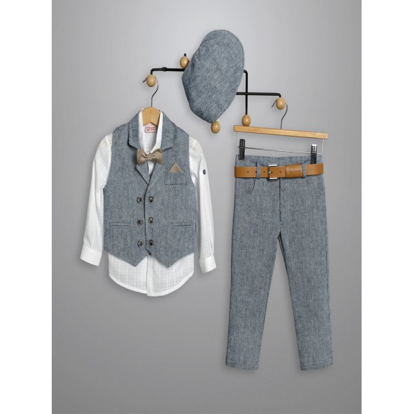 Κουστουμάκι Βάπτισης Βαμβακερό New Life 3013-3 Λευκό-Μπλε