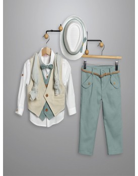 Κουστουμάκι Βάπτισης Βαμβακερό New Life 3019-1 Λευκό-Βεραμάν