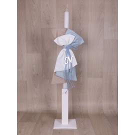 Βαπτιστική Λαμπάδα Για Αγόρι "Μονόγραμμα" Στολισμένη Loukia 627