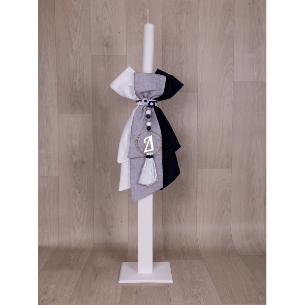 Βαπτιστική Λαμπάδα Για Αγόρι "Μονόγραμμα" Στολισμένη Loukia 628