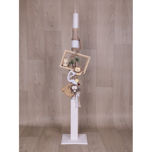 Βαπτιστική Λαμπάδα Αγόρι "Ζώα Του Δάσους" Στολισμένη Loukia 626