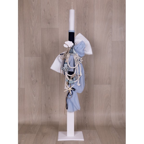 Βαπτιστική Λαμπάδα "Ναυτικό" Στολισμένη Loukia 643