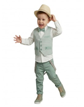 Κουστουμάκι Βάπτισης Βαμβακερό/Λινό Lollipop Κ-2603 Λευκό-Βεραμάν