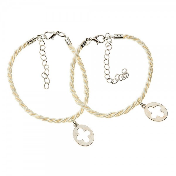 Μαρτυρικά Βάπτισης Για Αγόρι Βραχιόλι Πλεξούδα Με Κρεμαστό Σταυρό NU1730  