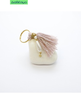 Μαρτυρικά Βάπτισης Για Κορίτσι Μπρελόκ Με Πέρλα Σταγόνα Και Επίχρυσο Σταυρό 23116 (50 τεμάχια)  