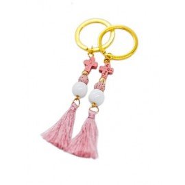 Βαπτιστικά Μαρτυρικά Για Κορίτσι Μπρελόκ Με Χάντρα Και Σταυρό A124 (50 τεμάχια)