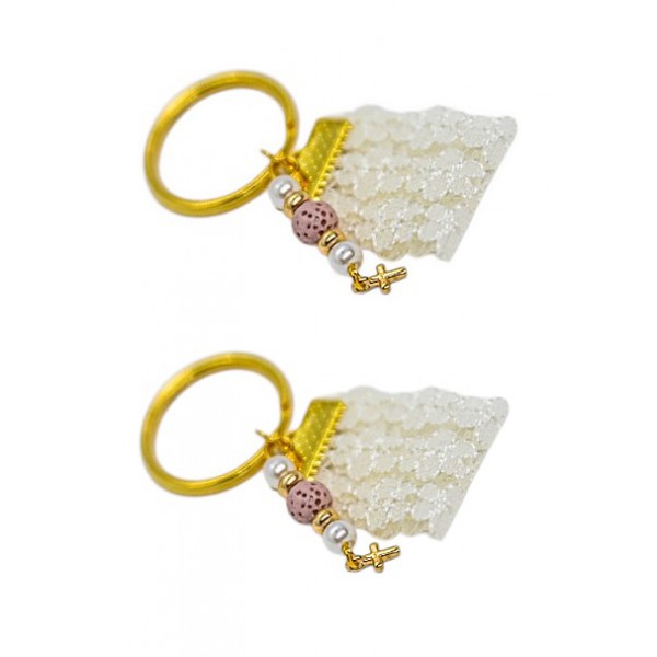 Βαπτιστικά Μαρτυρικά Για Κορίτσι Μπρελόκ Δαντέλα Με Επίχρυσο Σταυρό A126 