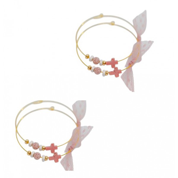 Βαπτιστικά Μαρτυρικά Για Κορίτσι Χειροπέδα Με Χάντρα Και Σταυρό A127 