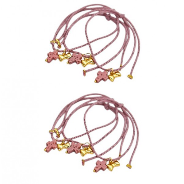 Βαπτιστικά Μαρτυρικά Για Κορίτσι Βραχιολάκι Με Μεταξωτό Κορδόνι Και Επίχρυσο Φιογκάκι 24Κ A129  