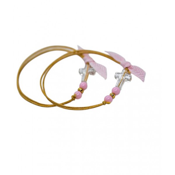 Μαρτυρικά Βάπτισης Για Κορίτσι Βραχιολάκι Με Διάφανο Ακρυλικό Σταυρό A138  