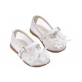 Μπαλαρίνες Βάπτισης Everkid K681A Δερμάτινες Λευκές Με Κεντημένη Διαφάνεια Και Πεταλούδα